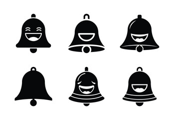 christmas laughing bell silhouette icon set collection with spiral and solid styles