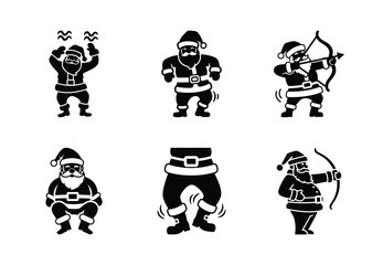 christmas santa bow wiggle silhouette icon set collection with spiral and solid styles