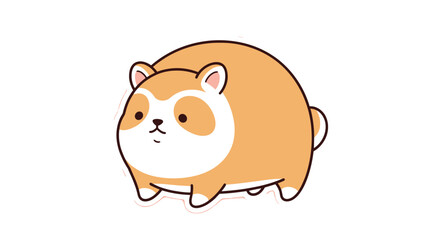 Adorable and chubby cartoon corgi dog sticker with a cute expression in a simple kawaii style on a white background.