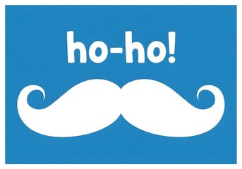 Fototapeta premium White moustache and ho ho text on blue background