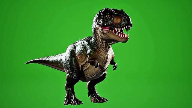 Green Screen Dinosaur Creature with Open Mouth and Sharp Teeth - Powered by Adobe