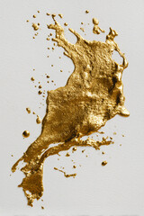 Gold Metallic Paint Blot on White Paper Background