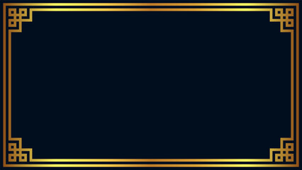 Golden gradient frame rectangle with simple border geometric corners
