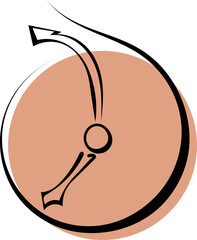 Abstract vector clock with minimalist hand for printing on clothes, websites, as a sticker.
