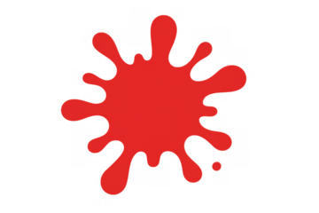 Red ink splat on a transparent background, creating a vibrant burst of liquid for design, art, and creative concepts