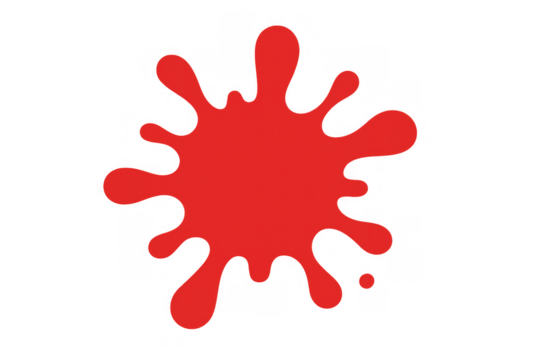Red ink splat on a transparent background, creating a vibrant burst of liquid for design, art, and creative concepts - Powered by Adobe