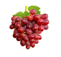 Ruby Grapes on Vine: A vibrant cluster of ripe, ruby-red grapes, adorned with lush green leaves, evokes the freshness and sweetness of nature's bounty.