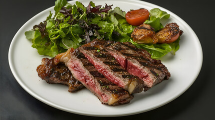 grilled steak with vegetables