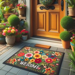 &ldquo;Welcome doormat, flowers by door, cozy home, warm welcoming feeling.&rdquo;