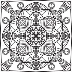 Mandala isolated on the white background. Template for coloring book page. Symmetry design