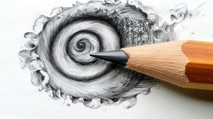 graphite pencil freshly sharpened, highlighting lead texture and wood curl