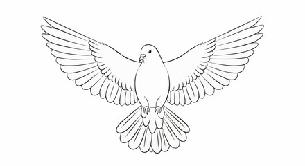 Naklejka premium Elegant dove sketch with outstretched wings in graceful flight.
