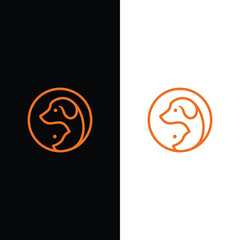 Obraz premium circle dog and cat line logo