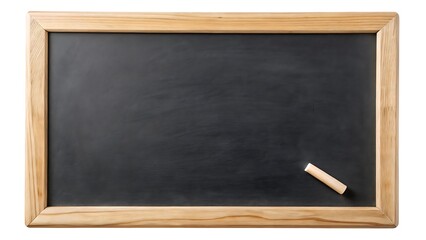 Empty wooden framed blackboard with chalk piece isolated
