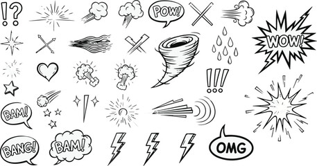 Comic Book Style Action and Sound Effect Icons Keywords comic, sound effect, action, icon