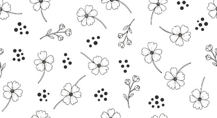 Delicate Floral Pattern with Dots Keywords floral, pattern, flower, blossom, petal, branch, bud