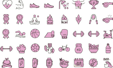 Fitness and Healthy Lifestyle Icons Collection exercise