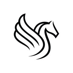 line art pegasus horse with wing logo © HORECCA