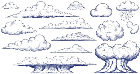 Hand- Drawn Cloud Illustrations clouds weather