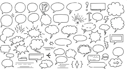 Large Collection of Hand Drawn Speech Bubbles and Shapes Keywords: speech bubble, thought bubble