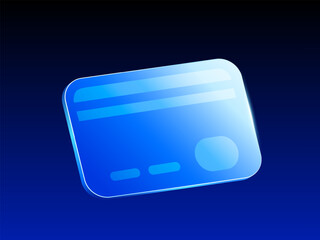 Glossy blue 3D vector illustration of a credit card icon, symbolizing payment, finance, banking, and digital transactions. Vector illustration