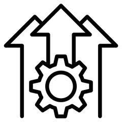 Clean growth settings icon in vector illustration Simple modern line style for apps, reports, and digital dashboards.