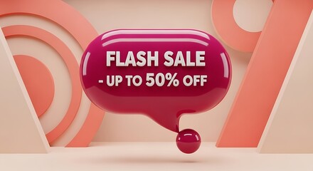 Flash Sale Up To 50 Off 3D Rendered Speech Bubble with Abstract Background.
