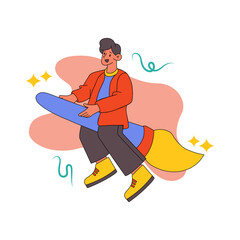 cartoon businessman flying