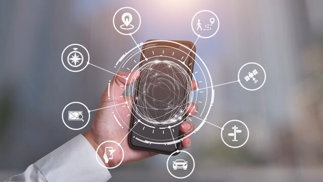 GPS icons show navigation, GPS tracking, and location. GPS supports real time maps, direction, and GPS navigation services for mobility and transport. Gist