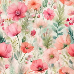 Seamless Watercolor Wildflower Patterns for Textile and Wallpaper