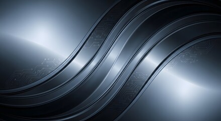 Abstract technology metallic blue background with circuit board waves