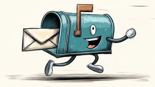 Mailbox running with a letter.