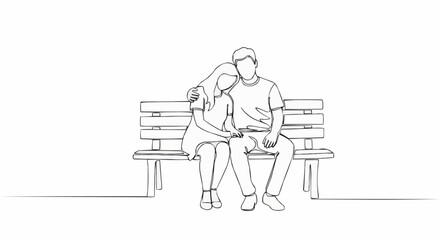 Couple sitting on a park bench holding hands.