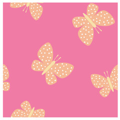 Seamless Butterfly Pattern on Pink Background