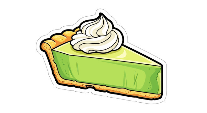 Delicious Slice of Key Lime Pie with Whipped Cream - A Tempting Dessert Treat for Food Lovers