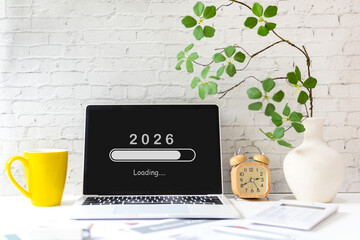 Waiting for new year.  Loading year 2025 to 2026 for start new business and new life.  Nature...