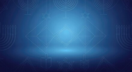 Elegant Hanukkah background with menorahs and Stars of David in light blue, perfect for holiday celebrations and Jewish themed designs that evoke joy and tradition