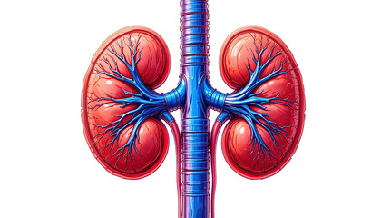 Detailed kidney anatomy illustration showcasing renal health and function, perfect for medical education, research, or awareness campaigns about organ health