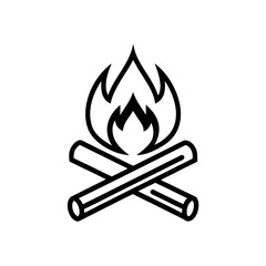 A simple campfire icon symbolizing camping, warmth, adventure, and outdoor evenings.