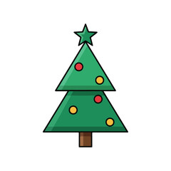 Festive Christmas Tree Illustration with Ornaments and Star Topper.