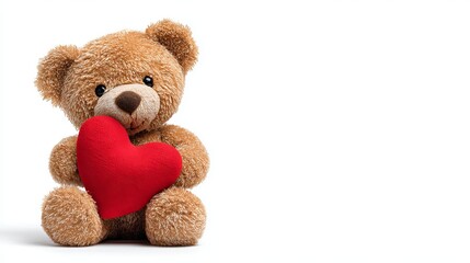 Adorable teddy bear holding a red heart offers a warm hug for Valentine's Day or anytime you need a little love and comfort