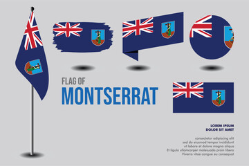 Set of Montserrat flag in 5 designs