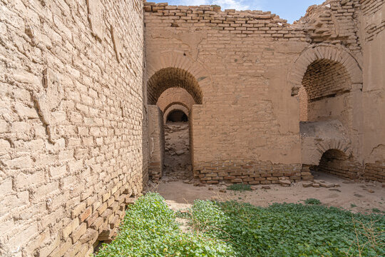 The walls and bricks in the excavation site in the Ancient City of Uruk, Iraq