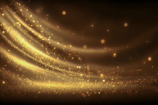 Abstract Golden Glitter and Sparkling Wave Background