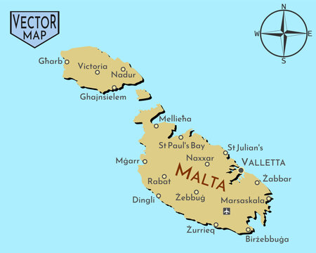 Simple isolated vector map of European island state Malta.