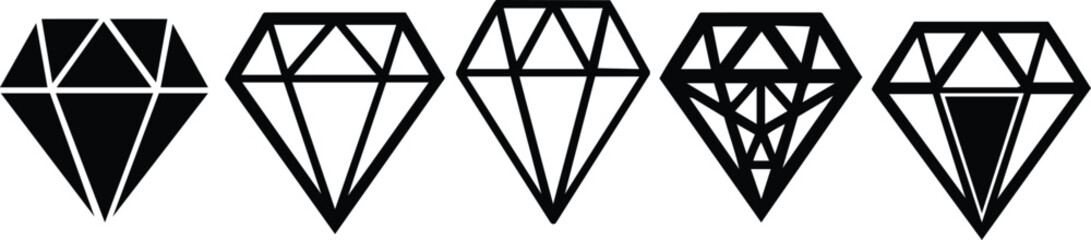 Diamond shapes vector set showcasing various designs and styles for creative projects and illustrations