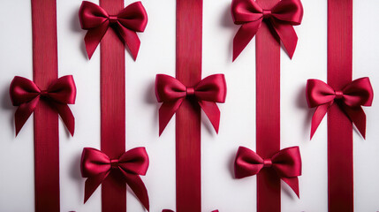 Assortment of Straight Red Ribbons in Multiple Sizes &ndash; Ideal for Decoration or Design Projects, red bow on white background