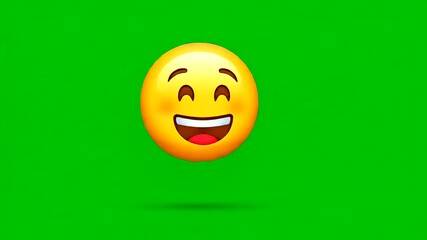 Animated happy emoticons floating against a vibrant green screen ideal for digital content creation