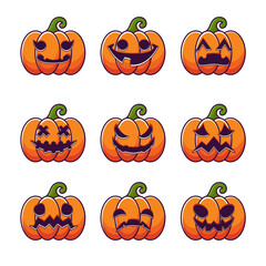 Colored Outline Pumpkin Icons