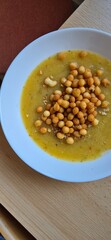 Vegetable cream soup with crispy balls